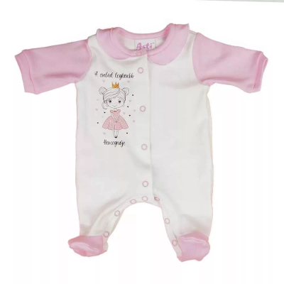 Overal bebe Kenguru Gold Decor, pambuk organik, mëngë të gjata, i bardhë
