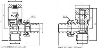 Set valvula këndore për radiator Perfexim 7032G, 1/2", grafit