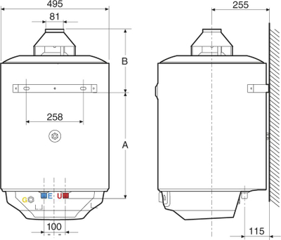 Bojler me gaz Ariston S/SGA X 120 EE, 120L, 4.3kW, i bardhë