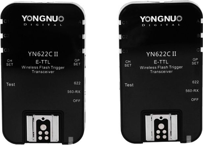 Трансивер блиц Yongnuo YN-622C II, безжичен E-TTL, за Canon, сет 2 парчиња, црн