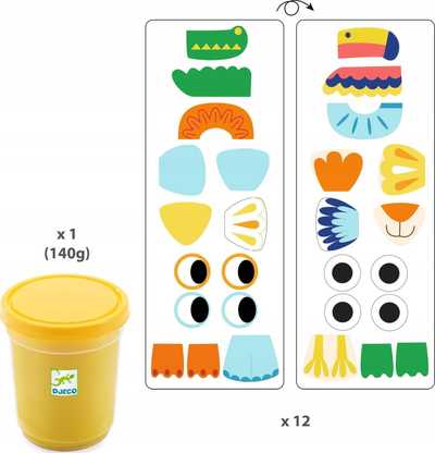 Set plasteline Djeco Myanimodels, për fëmijë 18m+, me pjesë druri, shumëngjyrësh