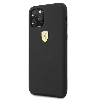 Kapak silikoni Ferrari Scuderia për iPhone 11 Pro Max, i hollë, antirrëshqitës, i zi