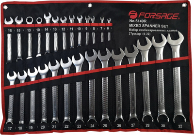 Set çelësash të kombinuar KraftRoyal, 27 copë, 6-32mm Cr-V, në çantë