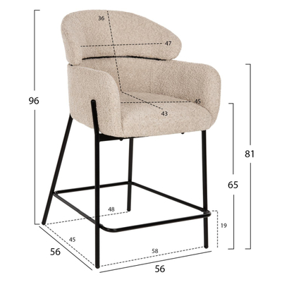Stol mesatar Wolf 56x56x96Hcm (HM8584.02), zezë