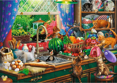 Puzzle Trefl Tea Time Troublemaker Kittens, 1000 copa, shumëngjyrësh
