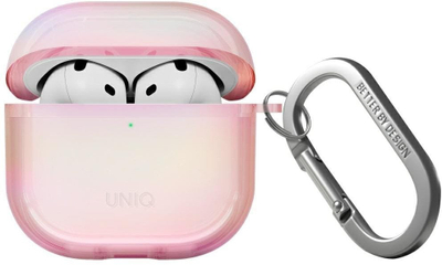 Куќиште за слушалки Uniq Iridescia за AirPods 4, со приврзок, Pink Prism