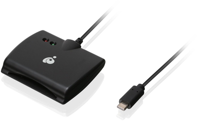 Читач на картички IOGEAR USB-C Smart Card Reader, контакт, USB Type-C, црн