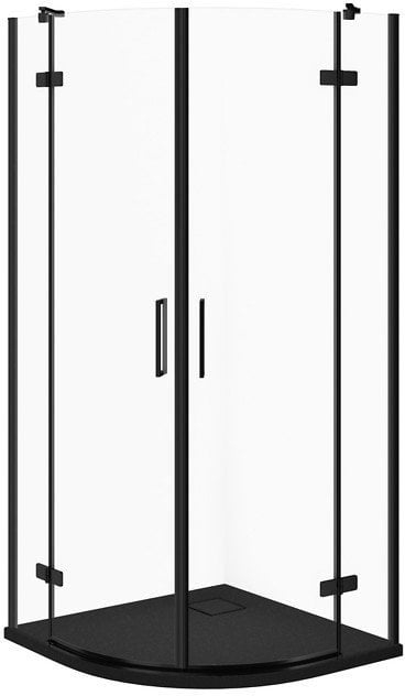 Set dushi Cersanit CITY C631, kabinë gjysmë rrethore 90x90 cm, pjatë dushi TAKO Slim, e zezë mat