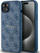 Futrollë Guess 4G Collection me lëkurë MagSafe për iPhone 15, GUHMP15SG4GFRB, blu