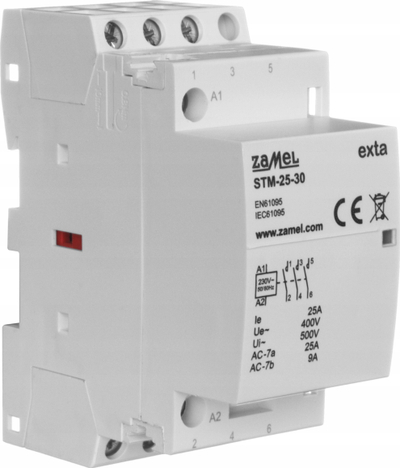 Kontaktor Zamel STM-25-30, 3 polësh, 25A, 230V AC