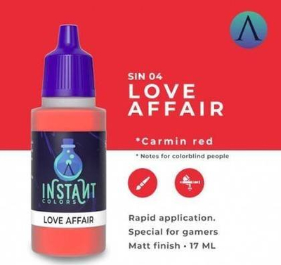 Bojë akrilike Scale Instant Colors Love Affair, 17ml, për modelizma, e kuqe mat