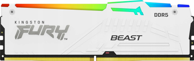 Memorie RAM Kingston FURY Beast RGB, DDR5, 32GB 6000MHz CL30, e bardhë