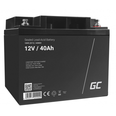 Bateri AGM Green Cell AGM22, 12V, 40Ah, e zezë