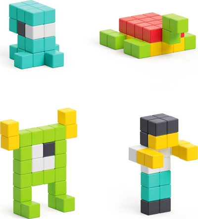 Blloqe magnetike Pixio Design Series, set me 100 copa, shumëngjyrëshe