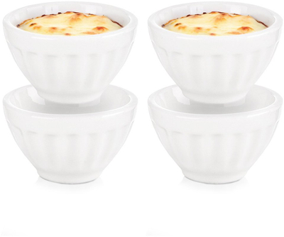Set tasash porcelani Excellent Houseware për meze, 6 cm, 40 ml, 4 copë, të bardhë