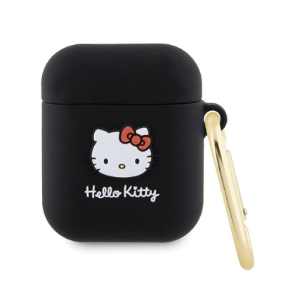 Kuti silikoni Hello Kitty CG Mobile, për AirPods 1 edhe 2, me karabiner, e zezë