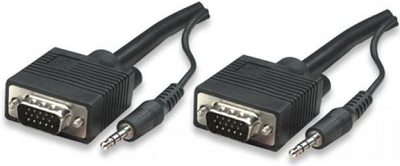 Kabllo Manhattan VGA + audio 3.5mm, 4.5m, e zezë