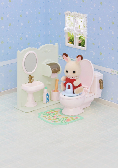 Set tualeti Sylvanian Families Toilet Set, me gjoja, i bardhë