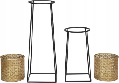 Set dy mbajtëse vazo lulesh, metal i praruar, 26cm Ø 70cm dhe 23cm Ø 45cm, i artë dhe i zi