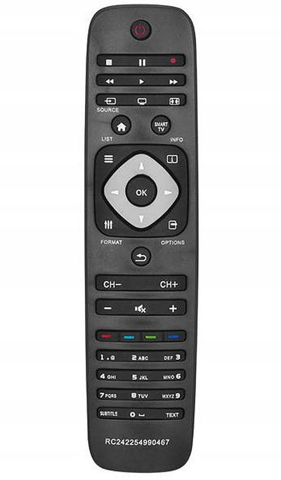 Telekomandë për TV Philips LXP00467, zëvendësuese, infra të kuqe, e zezë