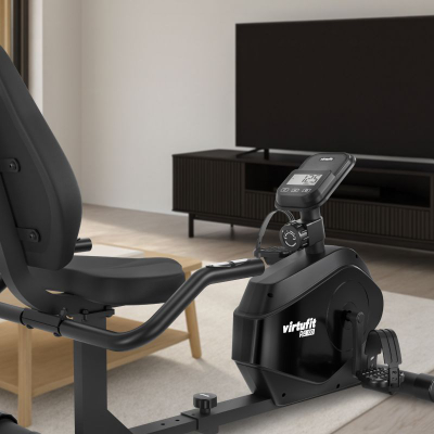 Biçikletë recumbent VirtuFit RB 1.0, me ekran, me rezistencë që e rregullon vetë, ngjyrë e zezë