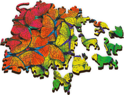 Puzzle druri Trefl Wood Craft Rainbow Butterflies, 501 copa, shumëngjyrësh