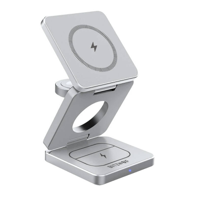 Karikues wireless BlitzWolf BW-IW30, 3 në 1, MagSafe 15W, argjendtë