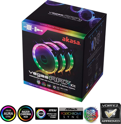 Set ventilatoresh Akasa VEGAS AR7 AK-FN107, 3x120mm, aRGB LED, t’zi