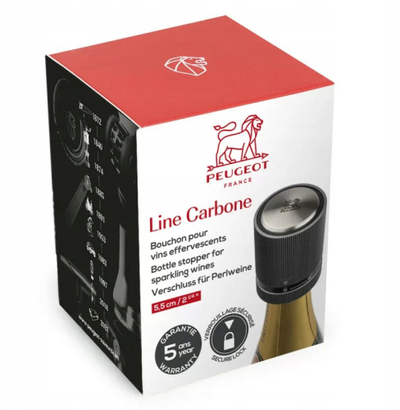 Затворач за шампањ Пежо Line, 5.5cm, сива карбон