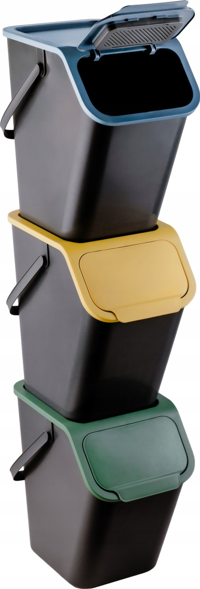 Set kosha plehrash Practic Trio, 3x25L, sistem modular, me ngjyra të ndryshme