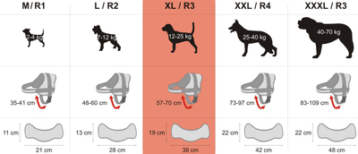 Shtrëngues për qen Juliette, XL 57 70 cm, reflektues, gri hiri