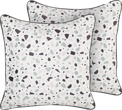 Set jastëkësh dekorativë LAVENDER Velvet, 45x45 cm, efekt terrazzo, të bardhë