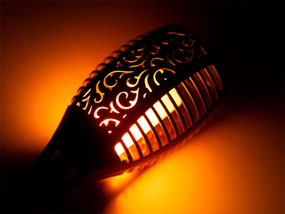Llambë kopshti diellore Flame, efekt flake, IP65, e zezë