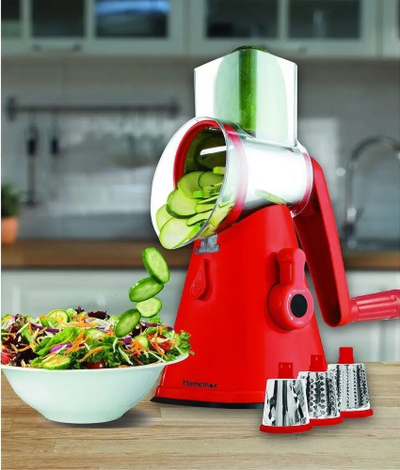 Prerëse dore Nutri Slicer Mediashop, me 3 tuba inoksi, e kuqe