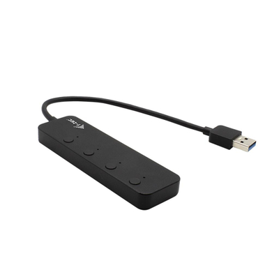 HUB USB I-tec Metal 3.0, 4 porta, me çelësa on off, i zi