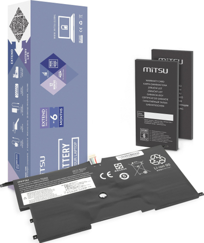 Bateri laptopi Mitsu për Lenovo ThinkPad X1 Carbon 14, Li-ion, e zezë