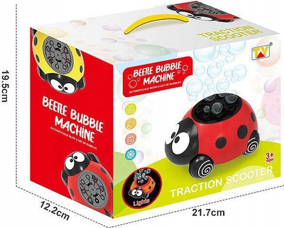 Makina flluska sapuni Lean Beetle Bubble Machine, automatike, me bateri USB, e kuqe e zezë