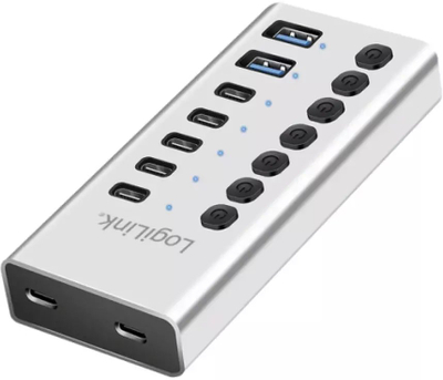 Hub USB LogiLink UA0379, 7 porta, USB 3.1, alumini argjendtë
