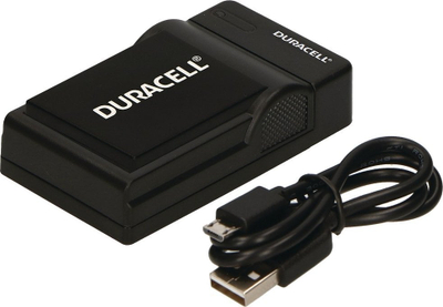 Полнач за батерија за камера Duracell Olympus BLH-1, УСБ, со кабел, црн