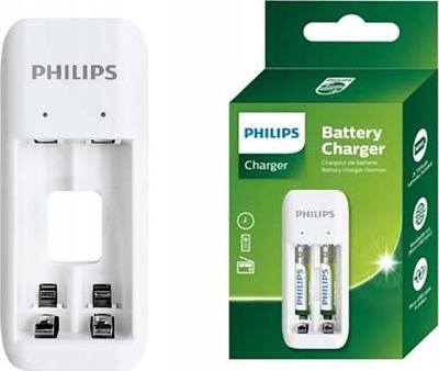 Karikues baterish Philips SCB2070NB, 2xAAA 700mAh, micro USB, i bardhë