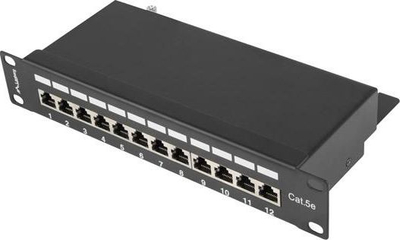 Patch panel Lanberg PPF5-9012-B, 1U 10", 12x RJ-45 Cat.5E, i zi