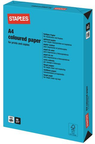 Letër Staples për printer, A4, 500 copë, kaltër