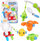 Set lodra banjoje për fëmijë Bath Toys And Fishing Set 9005, shkop peshkimi, rrjetë peshkimi, shumëngjyrësh