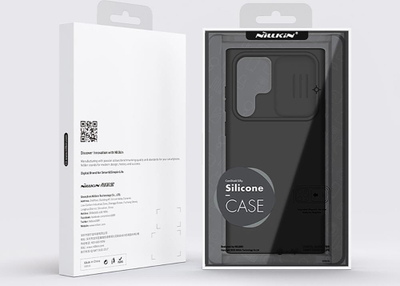 Mbulesë telefoni Nillkin CamShield Silky Silicone për Samsung Galaxy S22 Ultra, silikon, kapak kamere, blu e errët