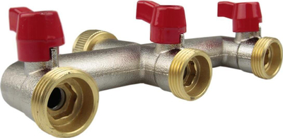 Ndarës rubineti kopshti 3 Way, 3/4" BSP, 3 dalje me valvula më vete, bronz i veshur