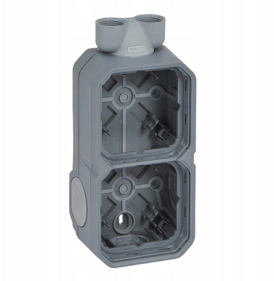 Kuti sipërfaqësore LEGRAND Plexo 069688L, 2 vende, për ambiente të lagështa, gri