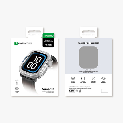 Kornizë mbrojtëse AmazingThing Titan Pro për Apple Watch 11 46mm, alumin, argjendtë