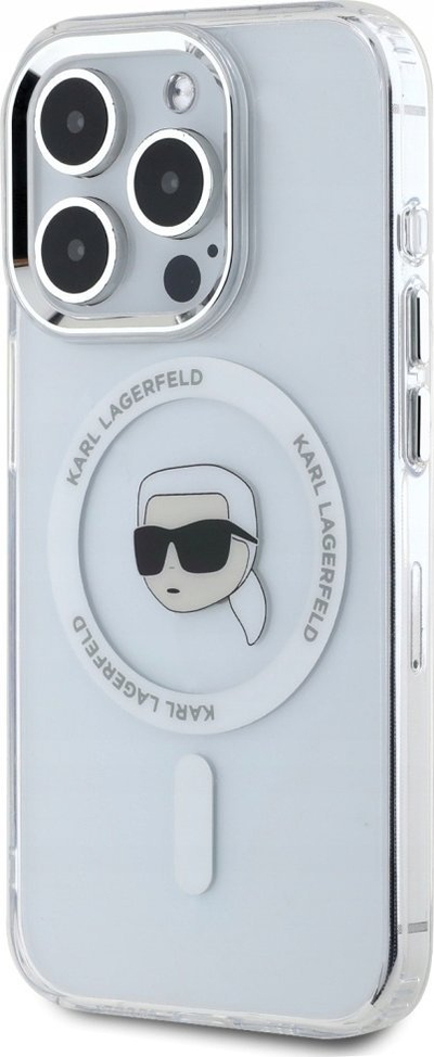 Заштитна маска Karl Lagerfeld IML Karl Head Metal Frame MagSafe, за iPhone 15 Pro Max, проѕирна