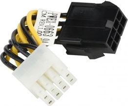 Kabllo adapter energjie Supermicro CBL-PWEX-0663, PCIe 8 pin në CPU 8 pin, 5cm, e zezë me të bardhë