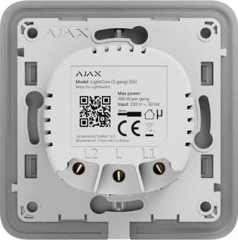 Ndërprerës i mençur Ajax LightCore Switch 1, një buton, 5 deri 600 W, i bardhë